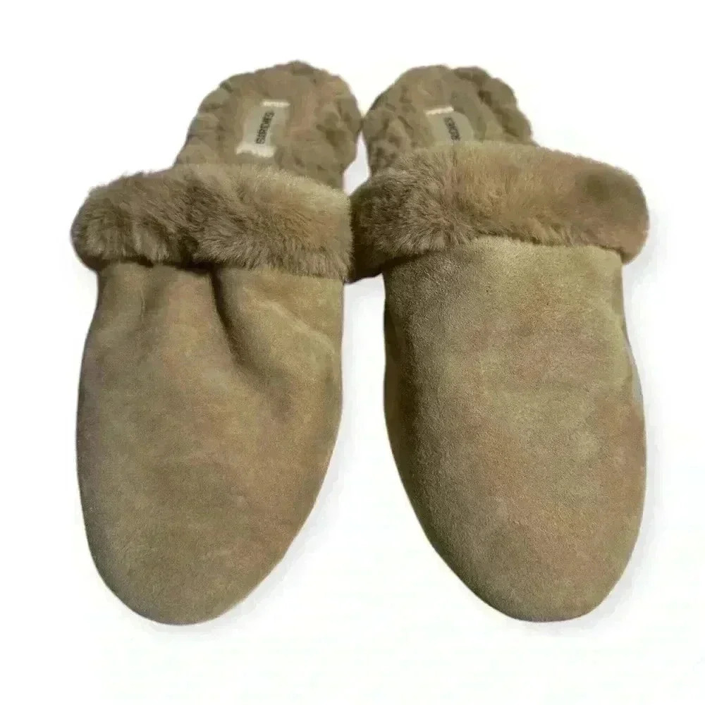 NWOT Birdies The Songbird Biscotti women’s Faux Fur Suede Slide Slippers sz 5.5 - Picture 3 of 6